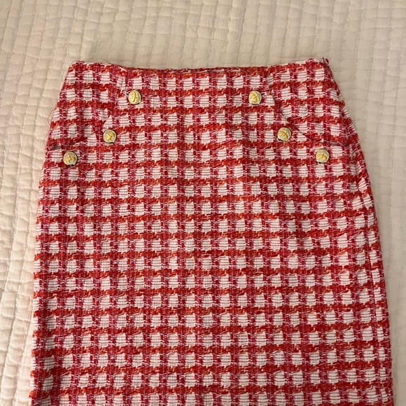 Brooks Brothers Red and White Tweed Pencil Skirt - Picture 1 of 6